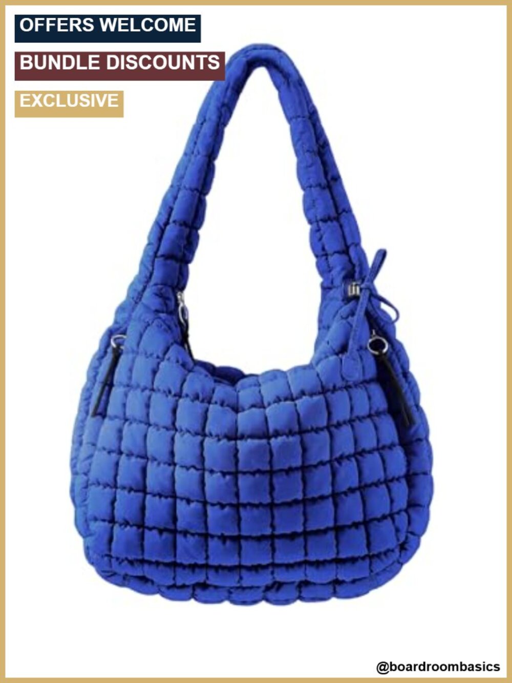 Quilted Nylon Puffer Tote Bag Crossbody Shoulder Purse Large